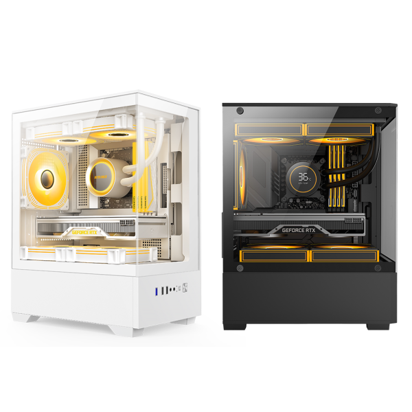 DST 350 Series Gaming PC Case Micro-ATX Mini-ITX Tempered Glass – Support Water Cooling 240mm