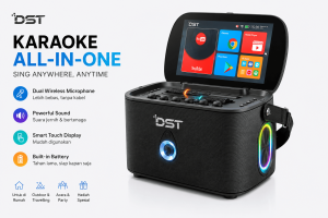 DST K90 Karaoke Wireless Speaker dengan 2 Mikrofon Nirkabel Bluetooth 5.0