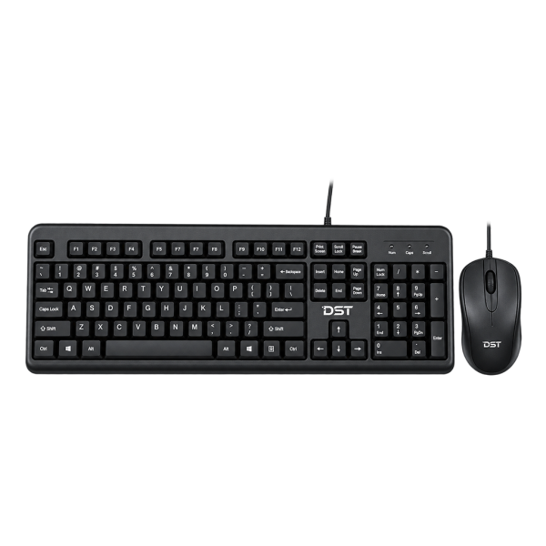 DST 1121 Wired Keyboard & Mouse Set USB – Full Size 104 Keys & Ergonomic
