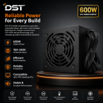 DST ATX 600W Power Supply – Black - Image 2