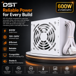 DST ATX 600W Power Supply – White - Image 2