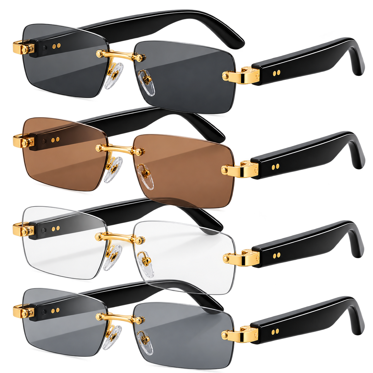 Four Rimless Sunglasses in Tinted Shades DST Smart Photochromic Glasses HY1006 – Kacamata Pintar Bluetooth - Gambar 1